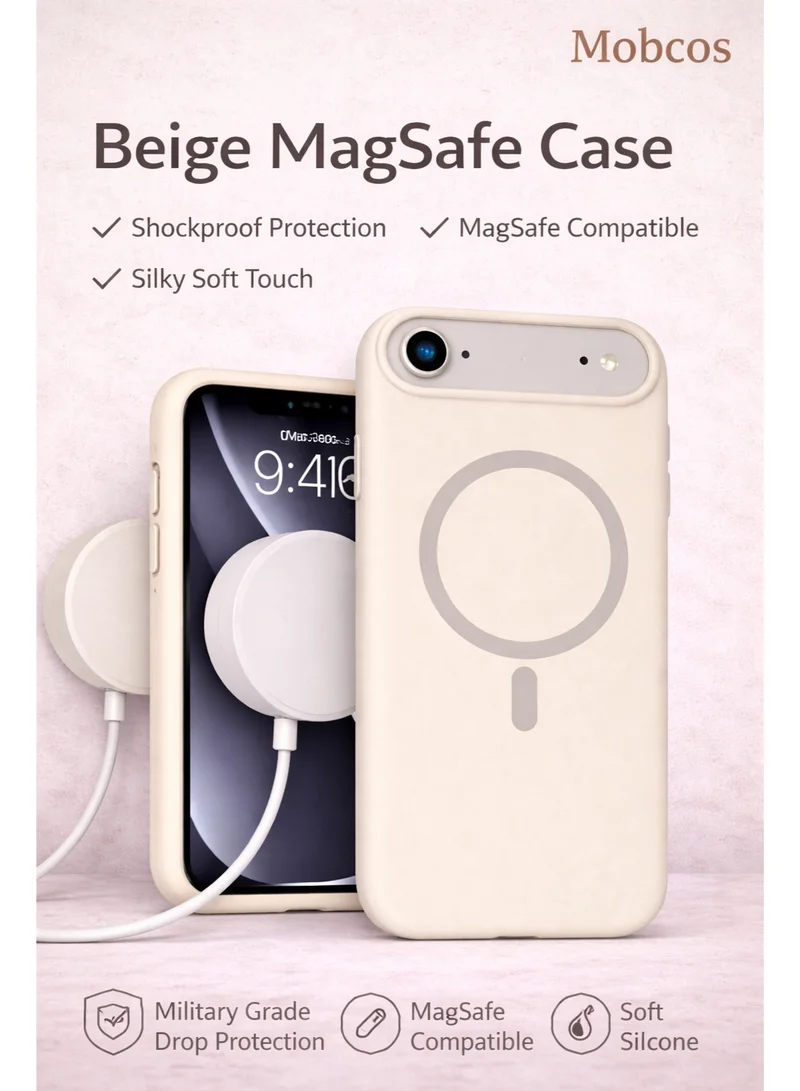 موبكوس جراب Mobcos iPhone 17 Air Cream Elite Ring المصنوع من السيليكون الفاخر والمزود بخاصية الشحن اللاسلكي المغناطيسي | ملمس ناعم كالحرير | حماية مقاومة للصدمات بمعايير عسكرية | توافق مغناطيسي قوي | غطاء فاخر رفيع